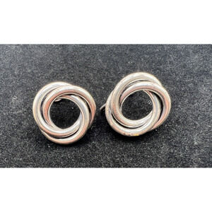 Sterling Silver Vintage BEAU Love Knot Screw Back Earrings Non Pierced